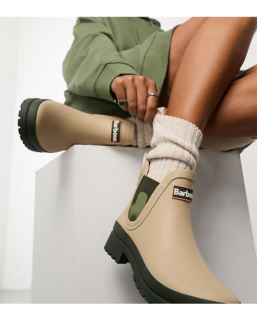 Botas De Agua Bajas Color Avena Con Estampado De Camuflaje Mallow Exclusivas De X Asos-Verde Barbour de color Green