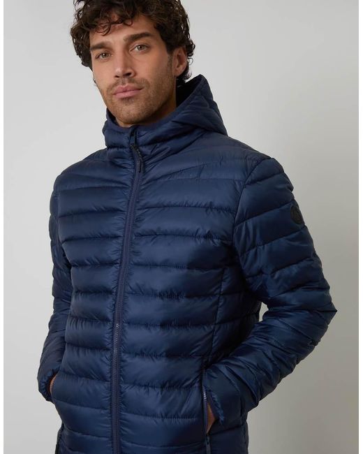 Threadbare Blue Matte Finish Padded Hooded Jacket for men