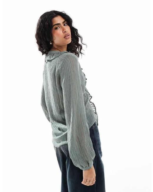 Stradivarius Overhemd Met Ruches in het Gray
