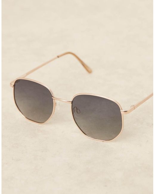 ASOS Black Metal Hexagon Sunglasses With Polarised Lens