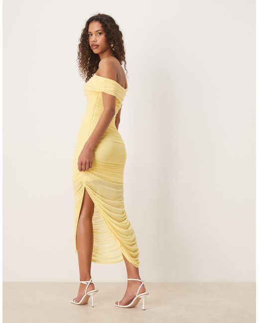 Forever New Natural – asymmetrisches, gerafftes midaxi-kleid aus netzstoff