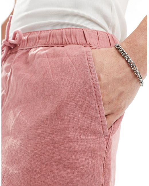ASOS Pink Slim Linen Shorts for men