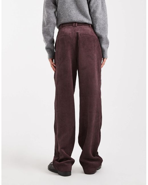 Pantalon slim en velours côtelé - prune ASOS en coloris Purple