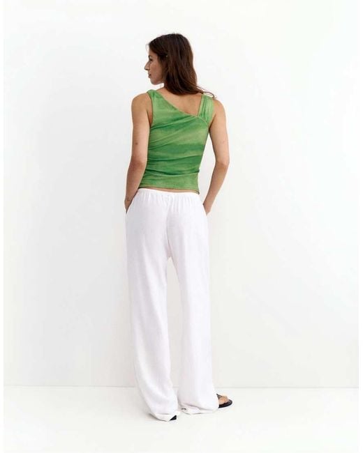 Pull&Bear Green Asymmetric Tie-dye Appliqué Top