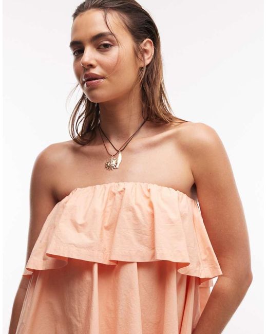 ASOS Orange Mini Bandeau Dress With Ruffle Details