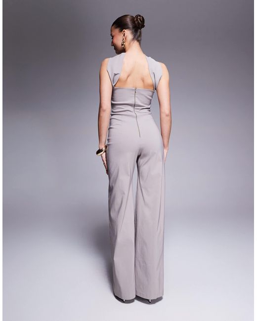 Vesper Purple – trägerloser jumpsuit aus bengaline
