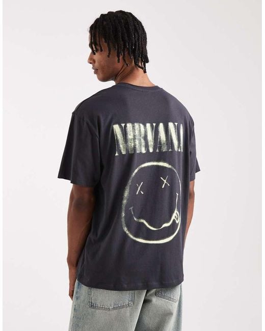 Jack & Jones Blue Oversize T-shirt With Nirvana Print for men