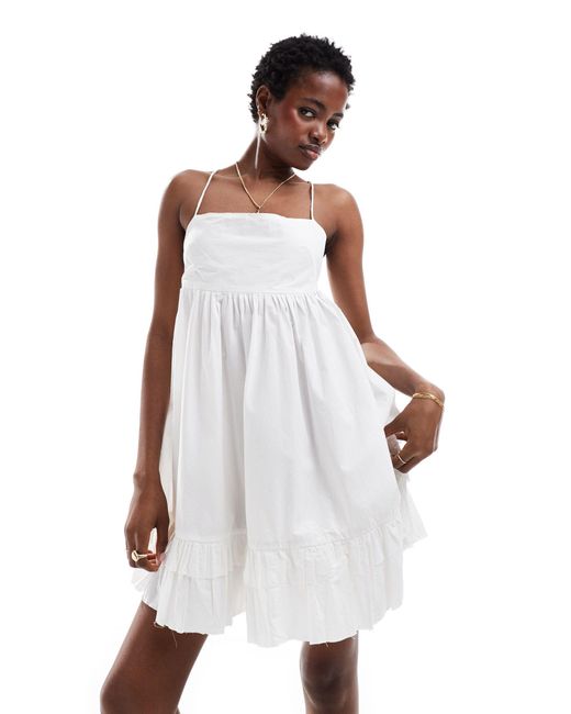 Weekday White Rosella Mini Babydoll Dress