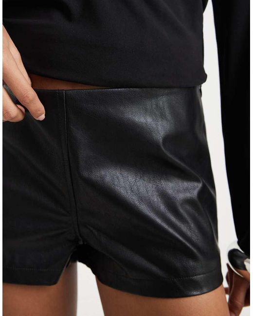 Motel Black Sanne Faux Leather Hot Pants