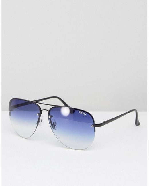 Quay Blue Muse Fade Aviator Sunglasses for men