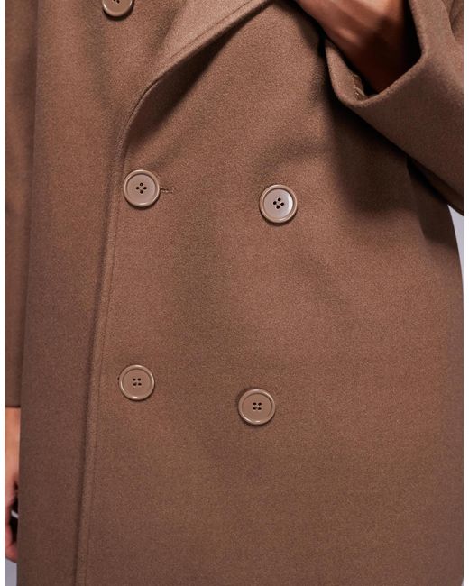 Manteau long et élégant en aspect laine avec double boutonnage - marron Aria Cove en coloris Purple