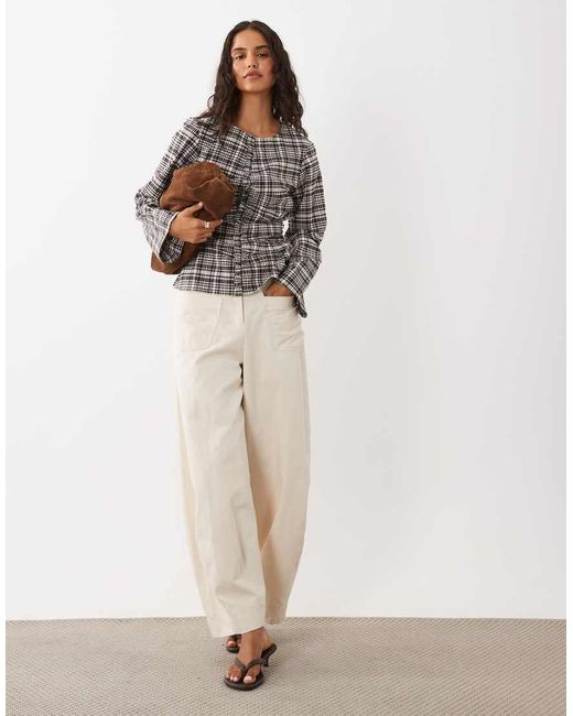 Aware Gray Ruched Detail Blouse