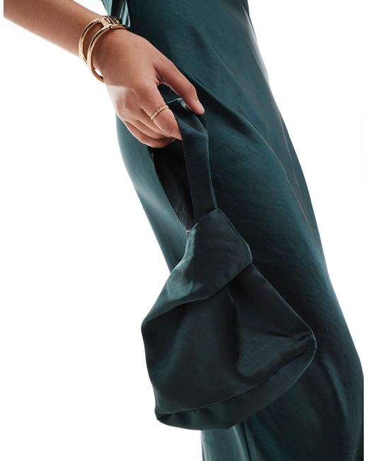 Six Stories Green Bridesmaid Satin Pouch Bag