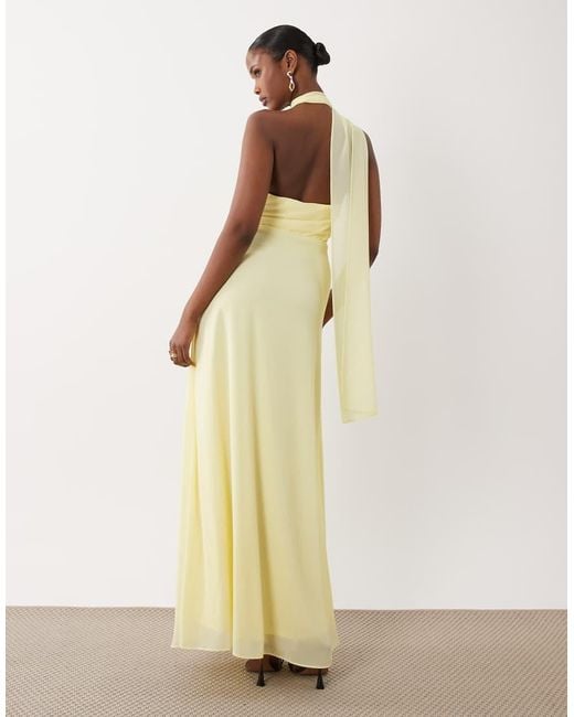 TFNC London White Chiffon One Shoulder Scarf Neck Maxi Dress