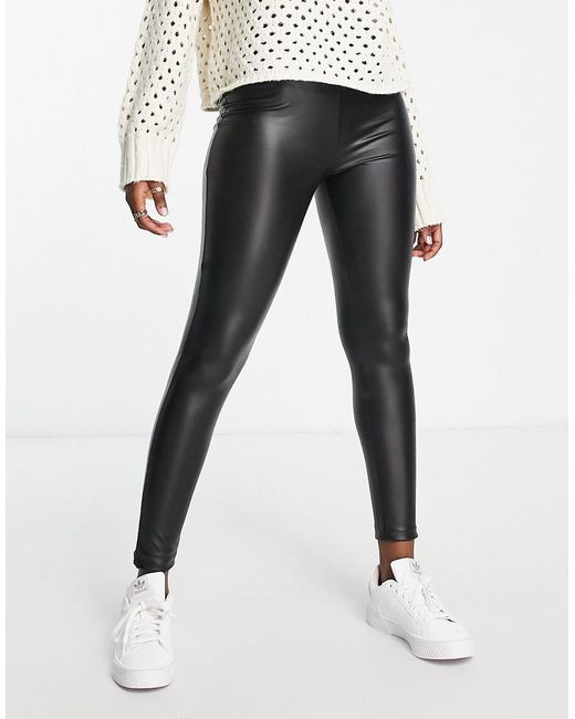 River Island Black High Waist Matt Coated Legging