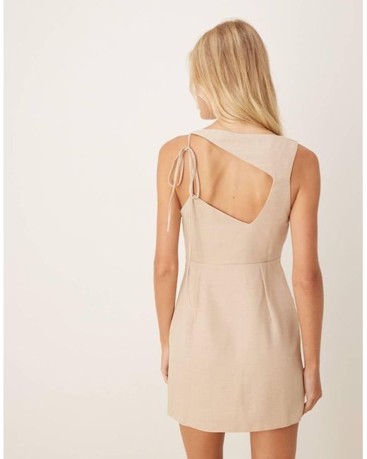 ASOS Natural Open Back Tucked Waist Detail Mini Dress