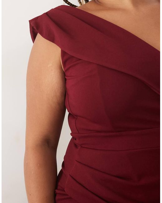 Tfnc Plus Red Wrap Detail Bardot Maxi Dress