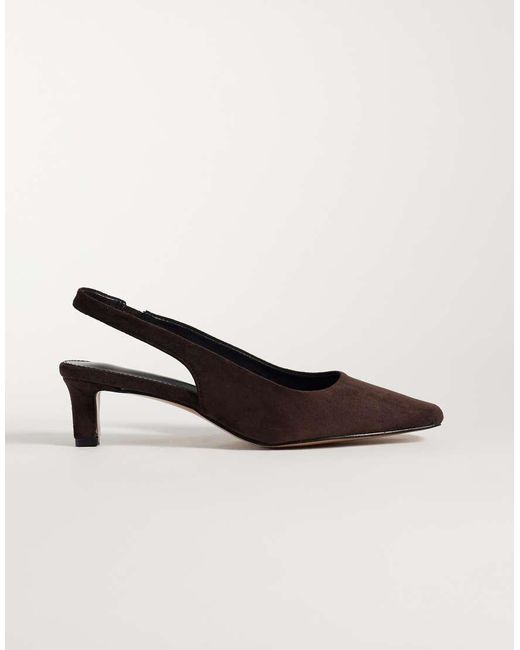 Glamorous Natural Slingback Kitten Heel Shoes