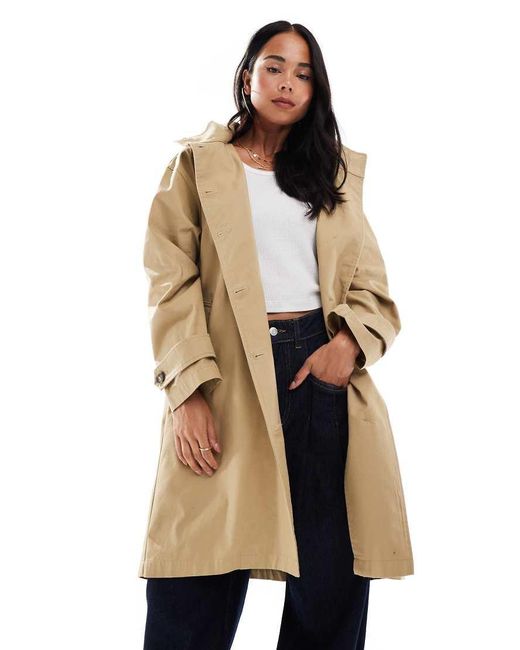 ASOS White Hooded Washed Trench Coat