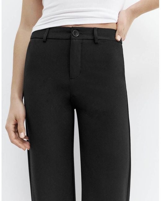 Pull&Bear Black Petite Straight Leg Trousers