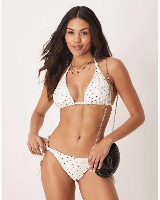 Peek & Beau Natural Mini Polka Dot Triangle Bikini Top