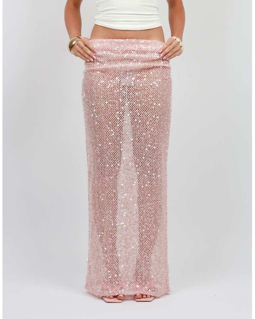 SIMMI Blue Sequin Maxi Beach Skirt