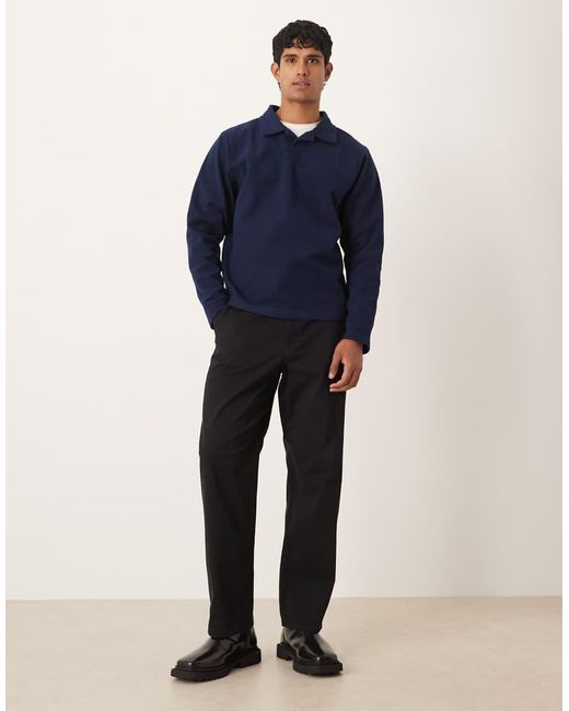ASOS Blue Relaxed Fixed Hem Sweatshirt With Wool Look for men