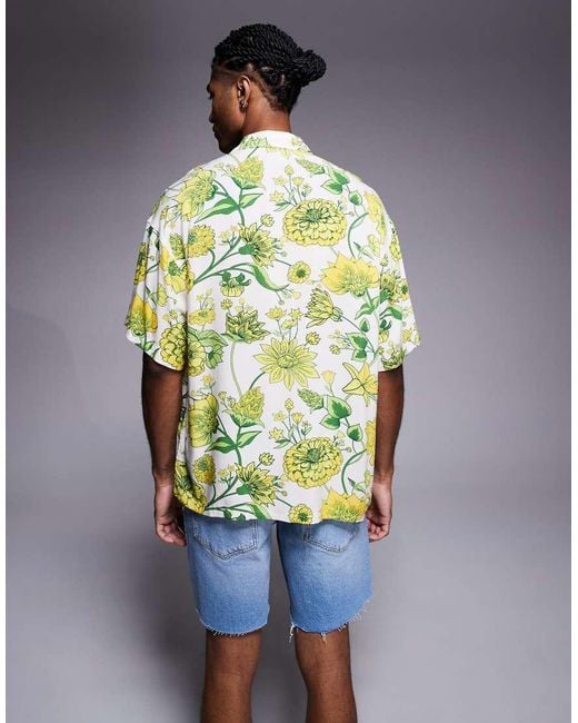 ADPT Multicolor Oversized Flower Print Shirt for men