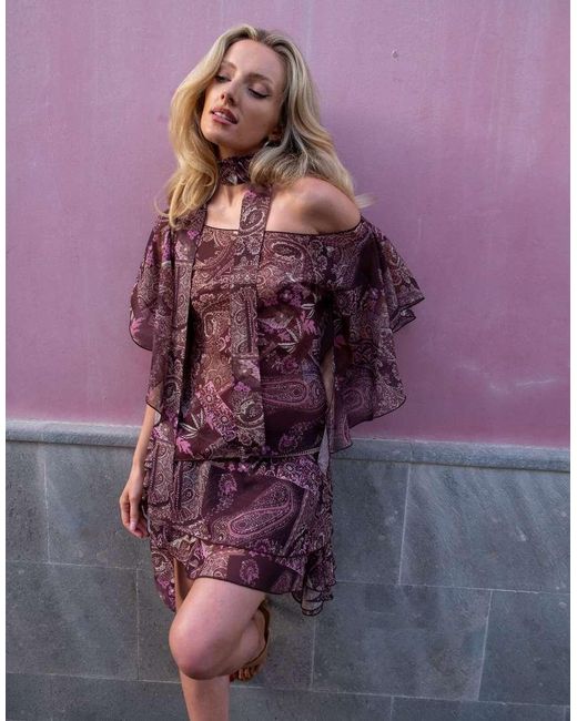 Daisy Street Purple X Emma Jean Asymmetric Hem Mini Skirt