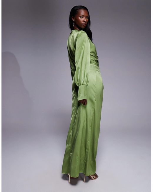 ASOS Green – schräg geschnittenes maxikleid aus satin