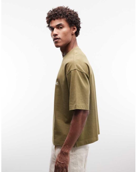ASOS Brown Super Heavyweight Boxy Oversized T-shirt With Front Text Print for men
