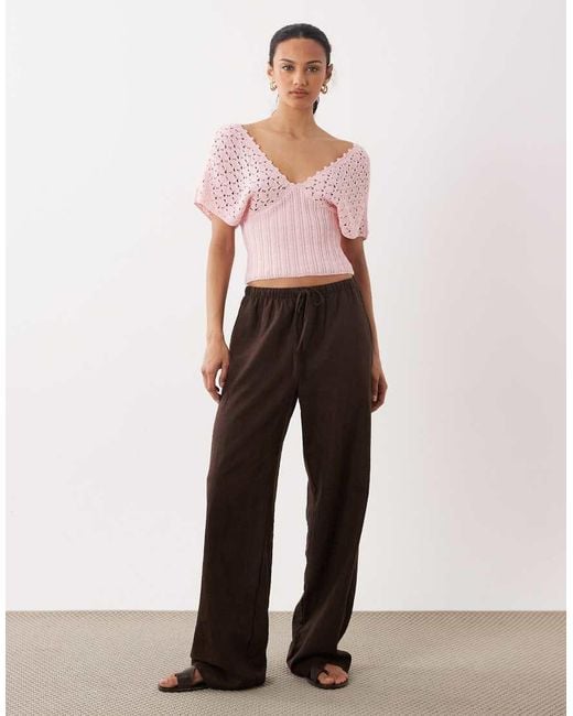 ASOS Pink Knitted Plunge Cinch Top