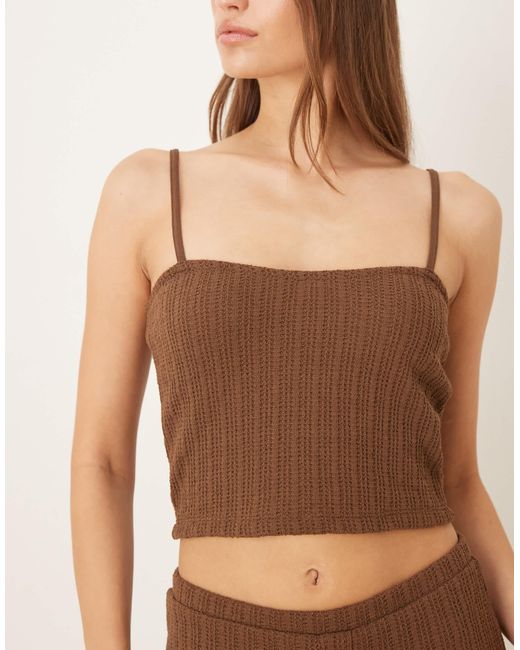 Brown Rib Textured ASOS Textured Rib Knit Bralette in Brown | Lyst