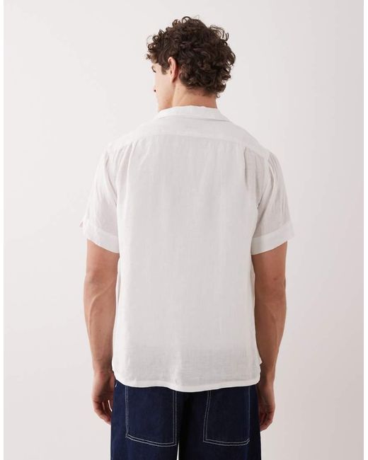Polo Ralph Lauren White Icon Logo Short Sleeve Linen Shirt for men