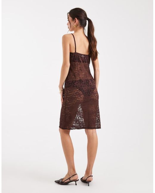 Collusion Brown Square Neck Cami Dress