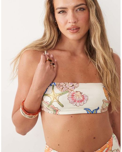 ASOS Multicolor Shelly Suki Square Neck Crop Bikini Top With Removeable Pads