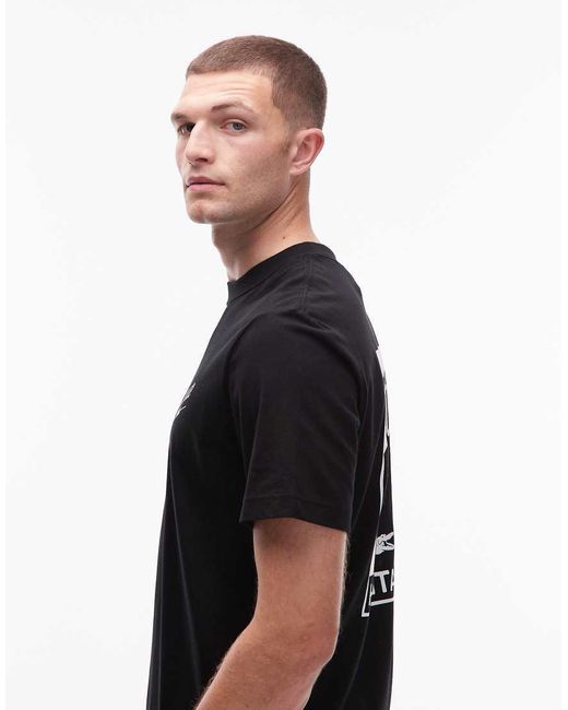 T-Shirt Nera Con Stampa Sul Retro di Lacoste in Black da Uomo