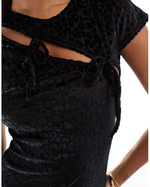 ASOS Black Cap Sleeve Maxi Dress With Tie Details
