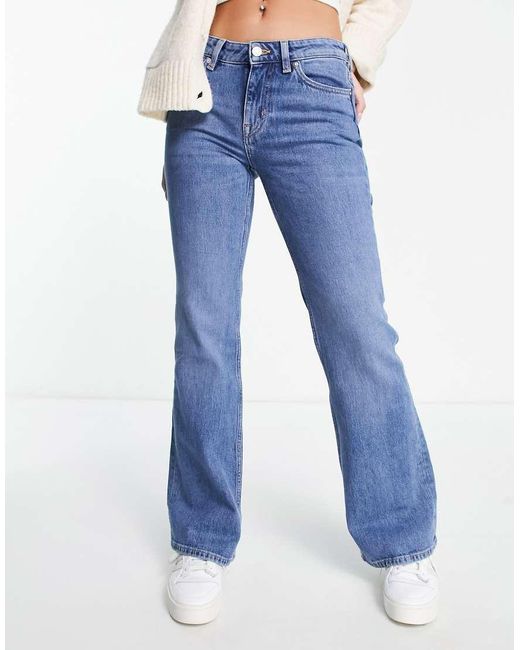 & Other Stories Blue Low Rise Flared Trousers