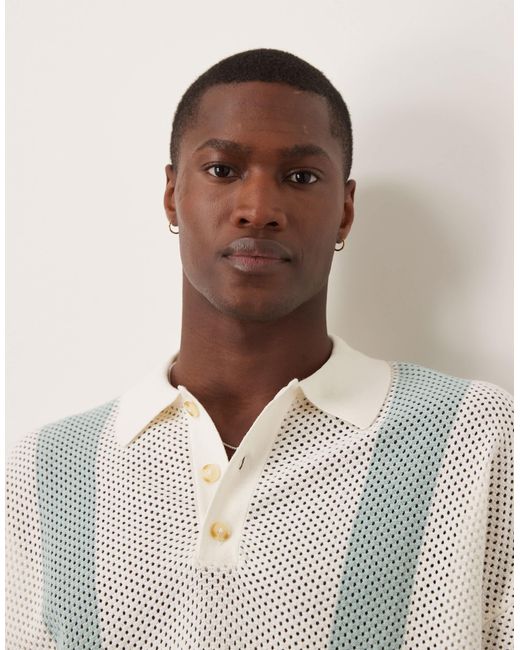 ASOS White Oversized Airtex Textured Knitted Polo for men