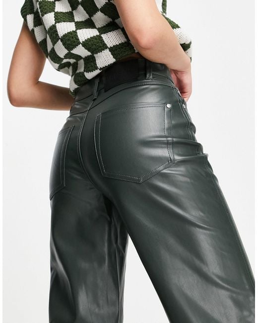 bershka wide leg faux leather trousers