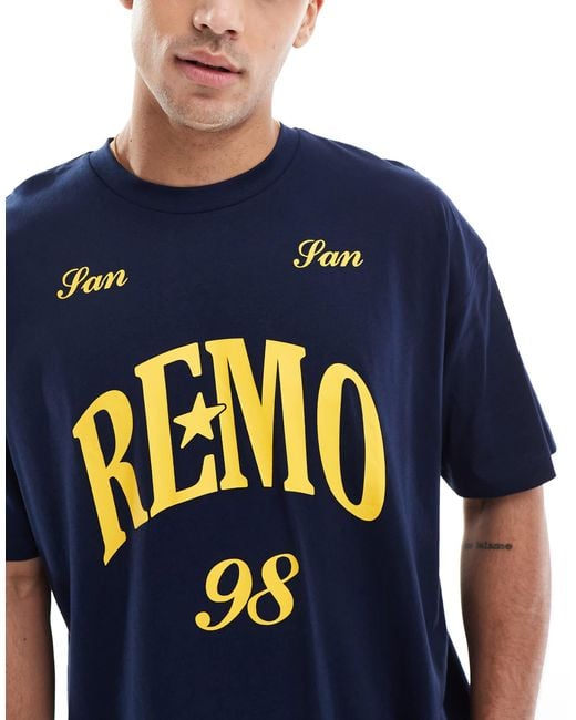 ASOS Blue Oversized T-shirt With City Graphic for men