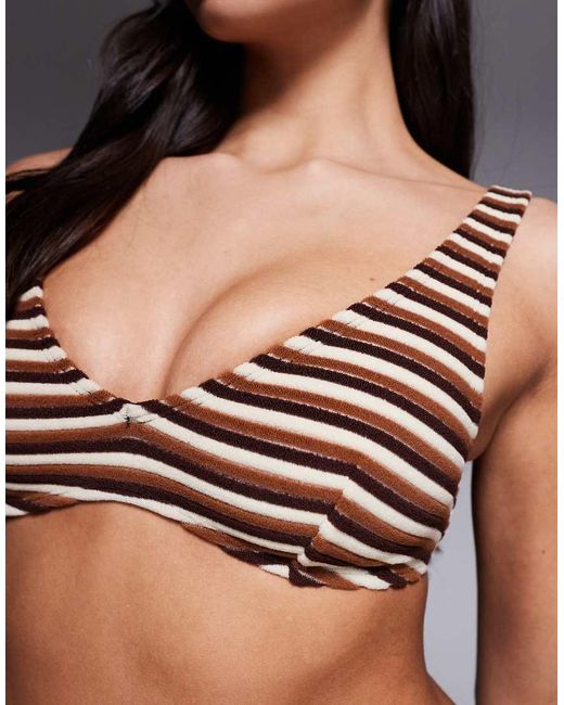 ASOS Brown Tori Towelling Seville Plunge Bikini Top