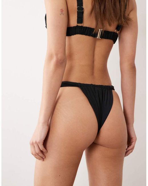 Miss Selfridge Black Mix And Match High Leg Bikini Bottom