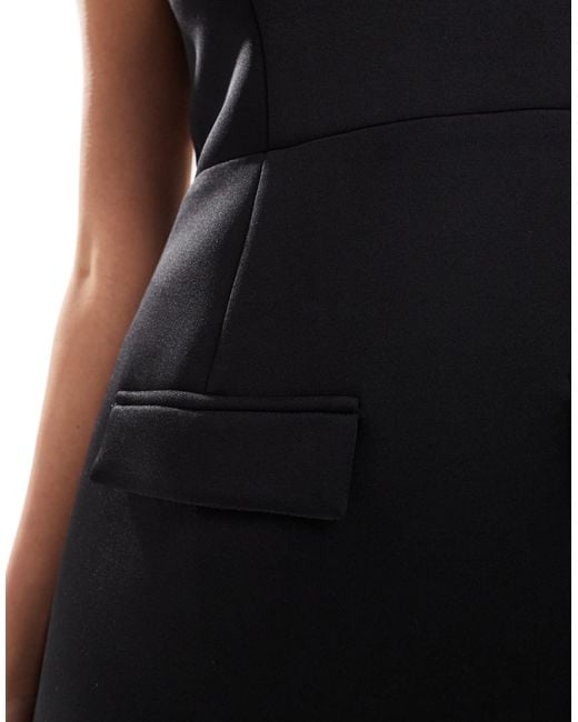 In The Style Black Bandeau Pocket Detail Structured Mini Dress