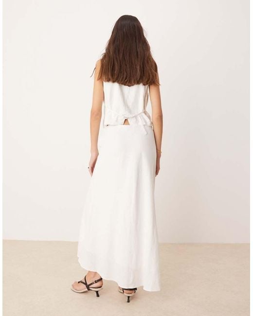 Abercrombie & Fitch Natural Bias Cut Linen Blend Maxi Skirt