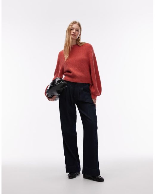 & Other Stories Red Wool And Alpaca Mix Jumper With Balloon Sleeves