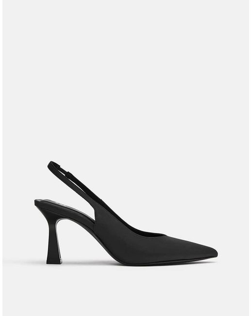Pull&Bear Black Nylon-effect High-heel Shoes