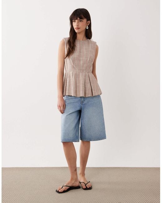 ASOS Blue Tailored Peplum Shell Top