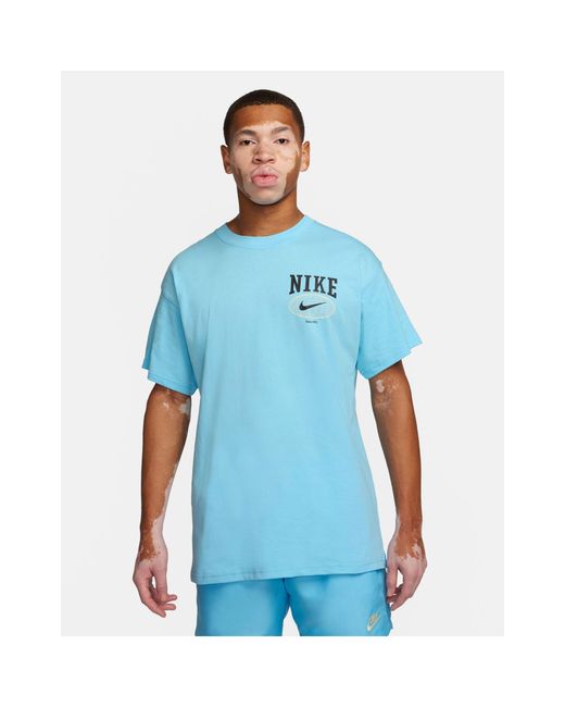 Camiseta azul con estampado gráfico en la espalda y logo swoosh Nike de hombre de color Blue